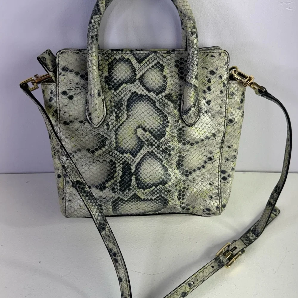 Tory Burch Clara Embossed Small Snake Printed Tote Bag  8.3" H x 8" L x 4.5" D - Picture 5 of 15